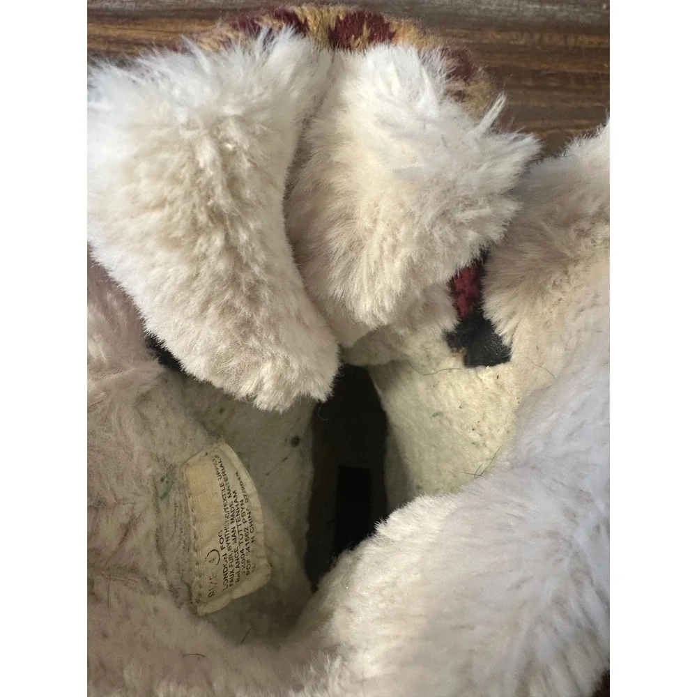 London Fog Snow Boots Kids Size 4 Tan Brown‎ Pink Fair Isle Faux Fur Lined